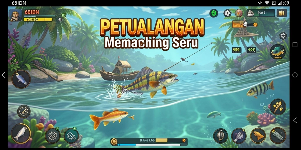 Screenshot gameplay 68IDN menampilkan pengalaman memancing yang mendebarkan.