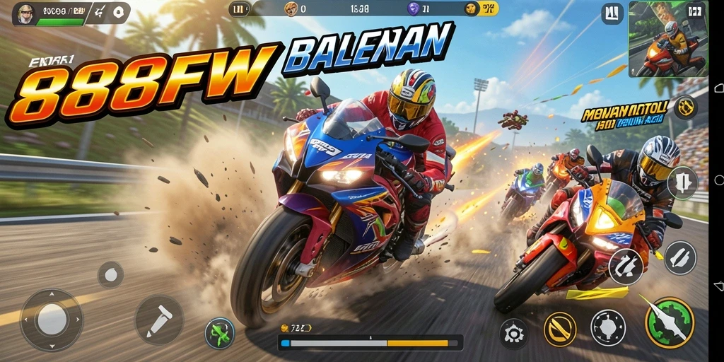 Tangkapan layar gameplay balapan motor yang mendebarkan di 888FW.