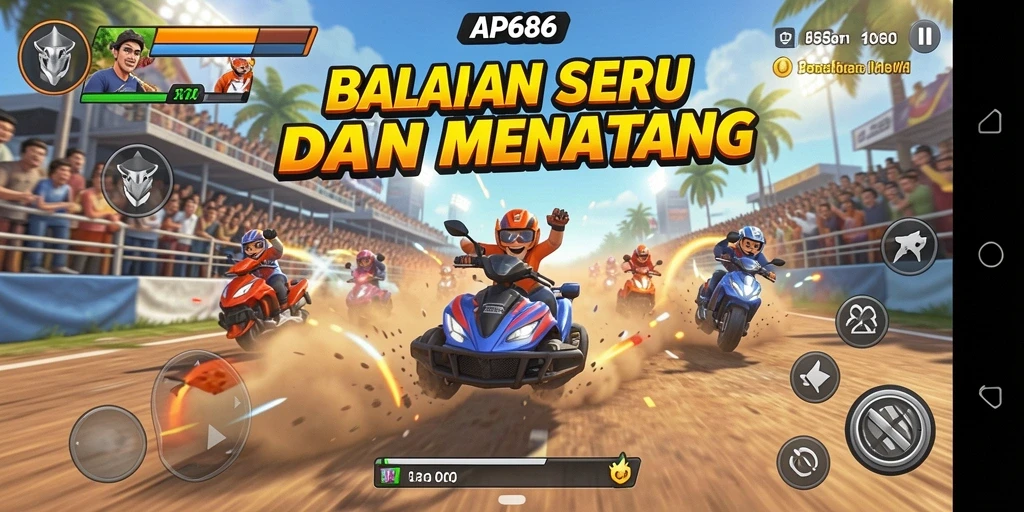 Screenshot menarik dari gameplay balapan di AP686.