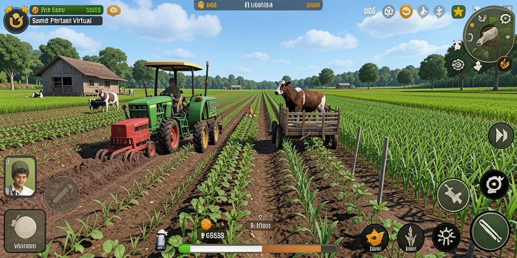 Tampilan menarik gameplay pertanian di G668 dengan grafis menawan.
