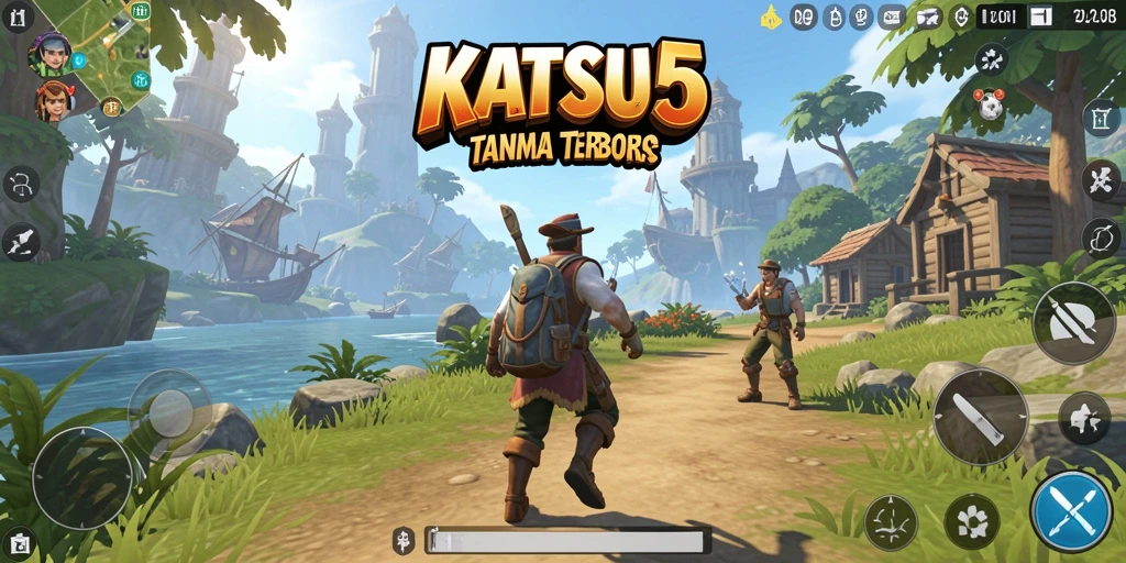 Tampilan menakjubkan dari gameplay KATSU5 dalam dunia terbuka.