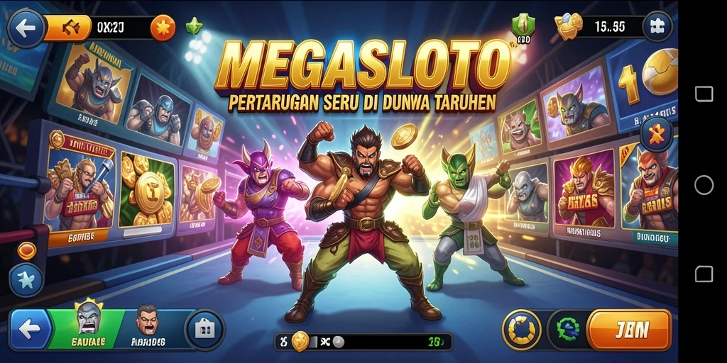 Tangkapan layar MEGASLOTO menampilkan aksi pertarungan yang mendebarkan.