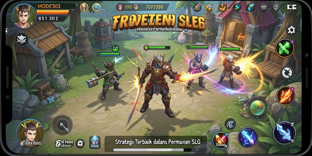Menampilkan aksi seru dalam gameplay strategi MODE303.