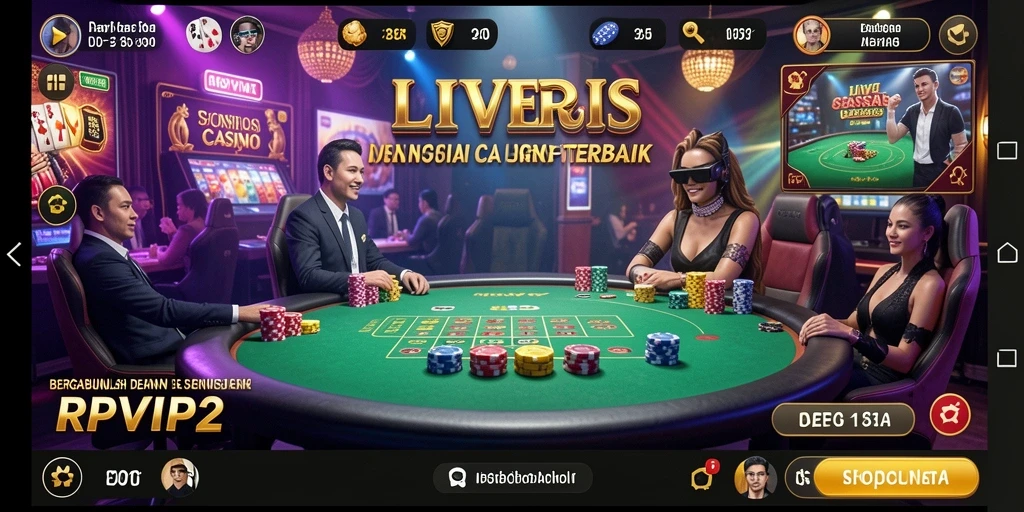 Screenshot gameplay RPVIP2 menampilkan dealer langsung dalam suasana live casino.