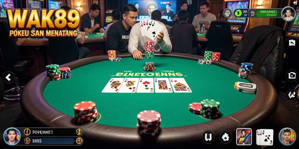 Screenshot WAK89 menunjukkan gameplay Poker yang seru dan interaktif.