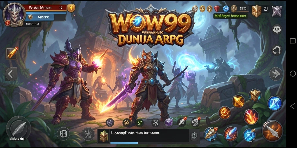Screenshot gameplay WOW99 menampilkan pertarungan seru di dunia ARPG.